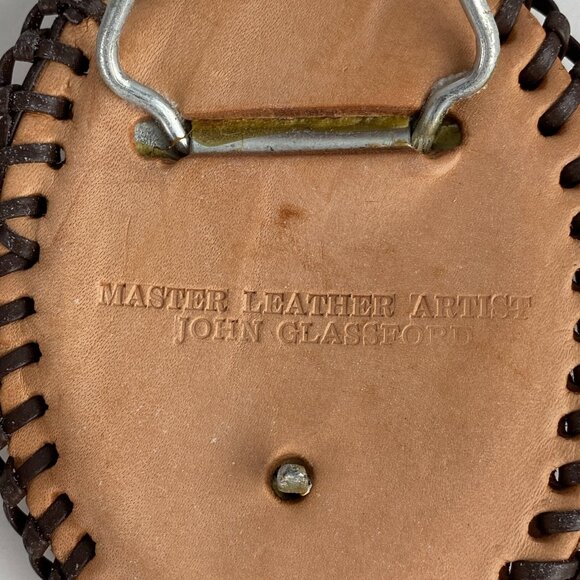 VTG Belt Buckle Master Leather Artist John Glassford Oval Tooled Native Horse - Picture 6 of 7